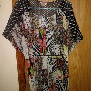Multi pattern blouse